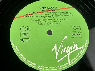 Gary Moore - After The War - 1989 Almanya - LP-Dunundunyasi.com