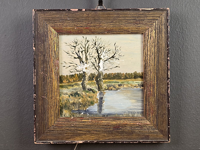 Göl Ve imzalı tablo — Yağlı Boya, 22×22 cm, 500 TL müzayede satışı