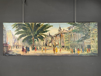 Tuval Üzerine imzalı tablo — Yağlı Boya, 100×35 cm, 5.000 TL müzayede satışı