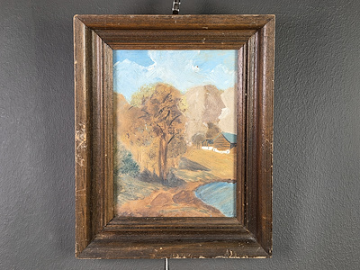Duralit Üzerine imzalı tablo — Yağlı Boya, 27×28 cm, 6.000 TL müzayede satışı