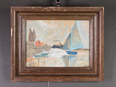 Duralit Üzerine imzalı tablo — Guaj, 27×28 cm, 4.250 TL müzayede satışı