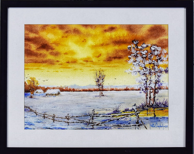 Mehmet Ali Özbek imzalı tablo — Sulu Boya, 25×35 cm, 1.000 TL müzayede satışı