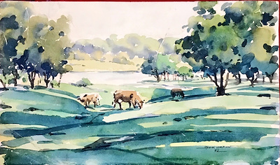Şevki Demircan imzalı tablo — Sulu Boya, 18×32 cm, 2.000 TL müzayede satışı