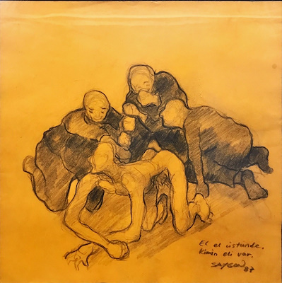 Nilhan Saygon imzalı tablo — 35×35 cm, 11.000 TL müzayede satışı