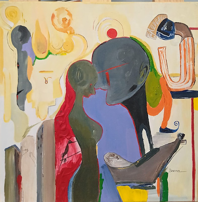 Berna imzalı tablo — Akrilik Boya, 40×40 cm, 1.100 TL müzayede satışı