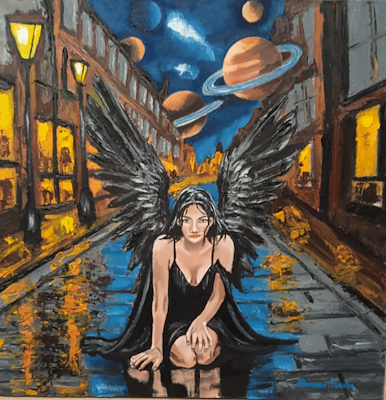Binnur Kaska imzalı tablo — Akrilik Boya, 40×40 cm, 1.200 TL müzayede satışı