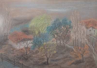Meziyet Kurgan imzalı tablo — Pastel Boya, 25×35 cm, 3.000 TL müzayede satışı