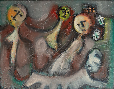 Oktay Rıfat imzalı tablo — Karışık Teknik, 63×51 cm, 40.000 TL müzayede satışı