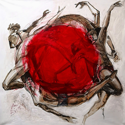 Sare Abbasi imzalı tablo — Karışık Teknik, 100×100 cm, 25.000 TL müzayede satışı