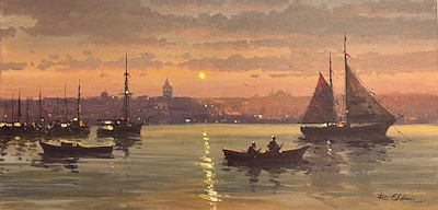 Recep Eldeniz imzalı tablo — Yağlı Boya, 60×120 cm, 6.000 TL müzayede satışı