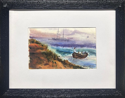 Gülseren Sönmez imzalı tablo — Sulu Boya, 15×24 cm, 2.000 TL müzayede satışı