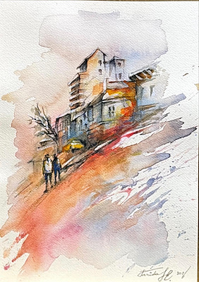 Farida Hamitovna imzalı tablo — Sulu Boya, 28×21 cm, 2.000 TL müzayede satışı