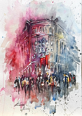 Farida Hamitovna imzalı tablo — Sulu Boya, 28×21 cm, 2.000 TL müzayede satışı