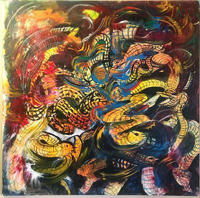 Oya Özer imzalı tablo — Yağlı Boya, 160×160 cm, 10.000 TL müzayede satışı
