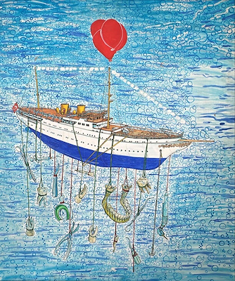 Barış Suyabatmaz imzalı tablo — Akrilik Boya, 90×75 cm, 15.000 TL müzayede satışı