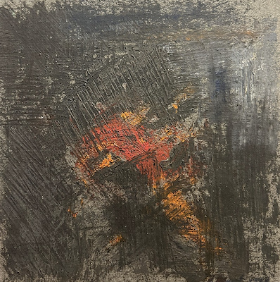 Kainat Barkan Pajonk imzalı tablo — Karışık Teknik, 14×14 cm, 11.000 TL müzayede satışı