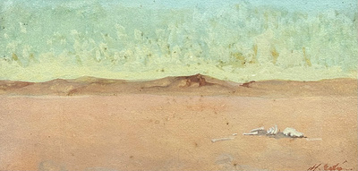 Edip Hakkı Köseoğlu imzalı tablo — Sulu Boya, 10×20 cm, 10.000 TL müzayede satışı