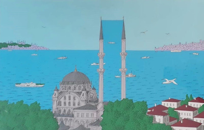 Gürbüz Doğan Ekşioğlu imzalı tablo — Serigrafi, 50×70 cm, 7.000 TL müzayede satışı