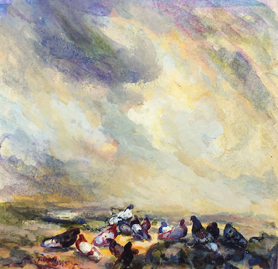 Burhan Yıldırım imzalı tablo — Sulu Boya, 14×14 cm, 6.500 TL müzayede satışı