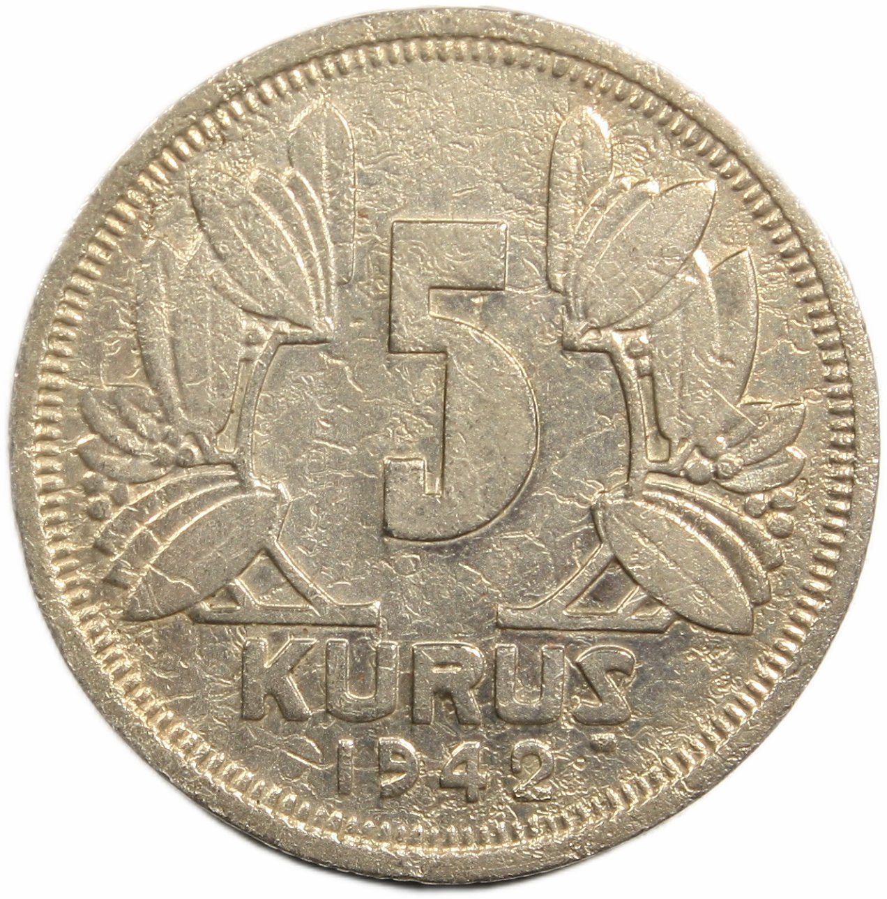 1942 5 Kuruş Temzilenmiş ÇT | Janus Mezat