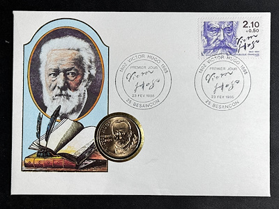 50 Histoire de France 切手セット Fransa 10 Francs 1985 Victor Hugo Ölümünün 100. Yılı Hatıra