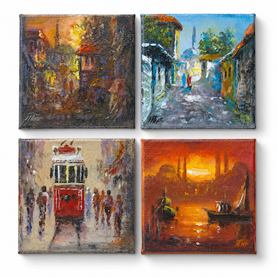 İlker Çökmüş imzalı tablo — Yağlı Boya, 15×15 cm, 3.500 TL müzayede satışı