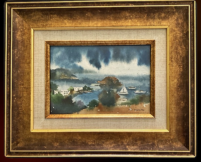 Gafur Uzuner imzalı tablo — Sulu Boya, 12×18 cm, 10.000 TL müzayede satışı