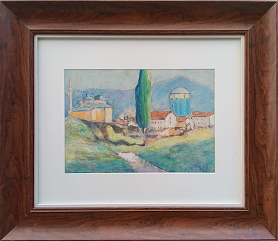 Nafız Çamlıbel imzalı tablo — Karışık Teknik, 27×32 cm, 8.000 TL müzayede satışı