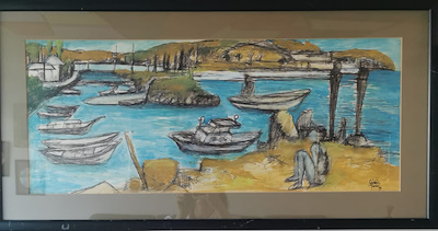 Gündüz Temur imzalı tablo — 33×79 cm, 5.000 TL müzayede satışı