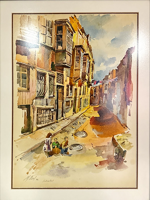 Mehmet Özel imzalı tablo — Sulu Boya, 45×35 cm, 1.000 TL müzayede satışı