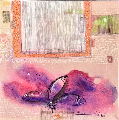 Ebru Çay imzalı tablo — Akrilik Boya, 50×50 cm, 8.000 TL müzayede satışı