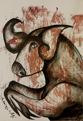 Ayla Aksoyoğlu imzalı tablo — Karışık Teknik, 35×25 cm, 9.000 TL müzayede satışı