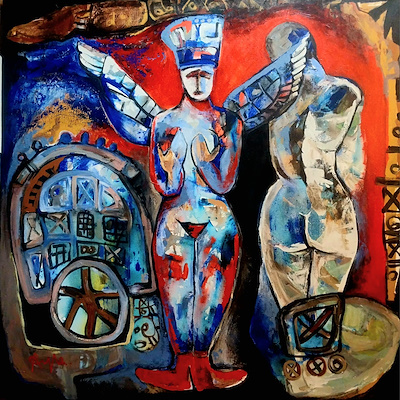 Ayla Aksoyoğlu imzalı tablo — Akrilik Boya, 150×150 cm, 160.000 TL müzayede satışı