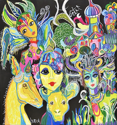 Burcu Arıcı imzalı tablo — Akrilik Boya, 60×60 cm, 3.000 TL müzayede satışı