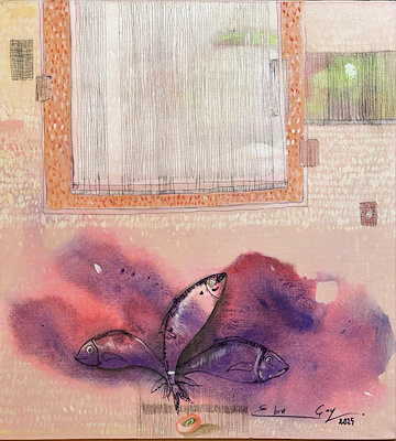 Ebru Çay imzalı tablo — Akrilik Boya, 60×60 cm, 2.250 TL müzayede satışı