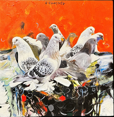 Hüseyin Elmas imzalı tablo — Akrilik Boya, 50×50 cm, 15.000 TL müzayede satışı