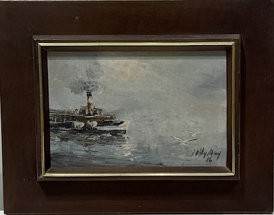 F. Oktay Aksoy imzalı tablo — Yağlıboya, 21×15 cm, 4.750 TL müzayede satışı