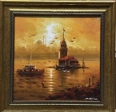 Hüseyin Kılıç imzalı tablo — Yağlıboya, 24×24 cm, 3.750 TL müzayede satışı
