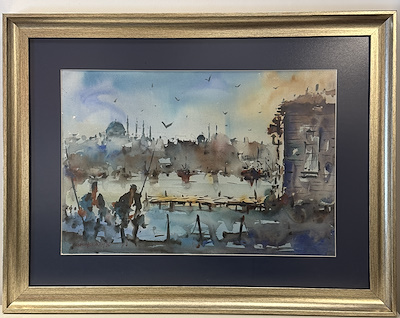 Saim Altuncu imzalı tablo — Suluboya, 38×56 cm, 2.000 TL müzayede satışı