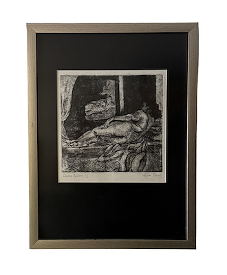 Hülya Toksöz imzalı tablo — Baskı, 24×23 cm, 2.000 TL müzayede satışı