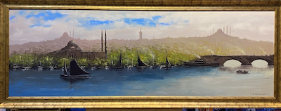 Omar Gasparyan imzalı tablo — Yağlıboya, 60×180 cm, 22.500 TL müzayede satışı