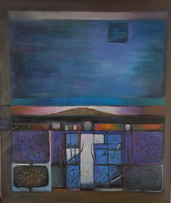 Nejat Akkan imzalı tablo — Karışık Teknik, 100×85 cm, 15.000 TL müzayede satışı