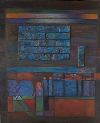 Nejat Akkan imzalı tablo — Karışık Teknik, 100×85 cm, 17.000 TL müzayede satışı