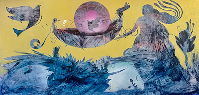Ertuğrul Ateş imzalı tablo — Yağlı Boya, 100×200 cm, 75.000 TL müzayede satışı