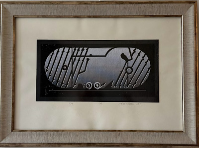 Nejat Akkan imzalı tablo — Gravür, 15×29.5 cm, 3.000 TL müzayede satışı