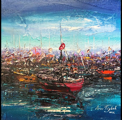 Arzu Tüybek imzalı tablo — Yağlı Boya, 25×25 cm, 4.000 TL müzayede satışı