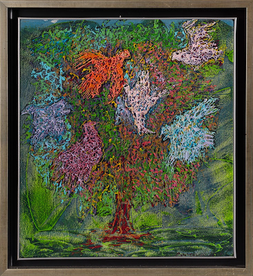 Evrensel Baş imzalı tablo — Karışık Teknik, 40×45 cm, 5.000 TL müzayede satışı