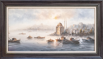 Ömer Vardar imzalı tablo — Yağlı Boya, 100×50 cm, 8.000 TL müzayede satışı