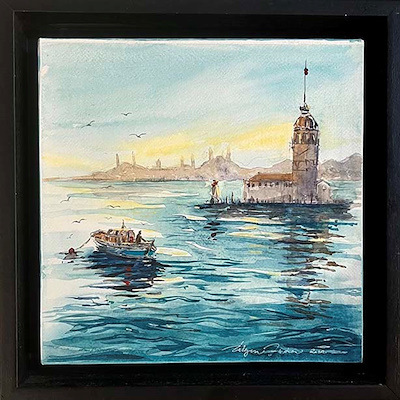 Ülgen Akten imzalı tablo — Sulu Boya, 25×25 cm, 1.250 TL müzayede satışı