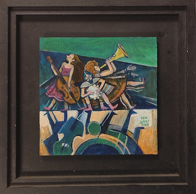 Ece Zeber imzalı tablo — Yağlı Boya, 15×15 cm, 2.000 TL müzayede satışı